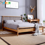 北欧日式床 卧室床 家具实木床 1.5 1.8米双人床 创意橡木床