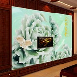 花开富贵牡丹浮雕环保壁纸玄关卧室客厅沙发电视影视立体墙纸壁画