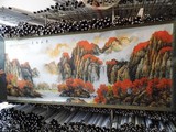 国画山水画 酒店大厅字画  中国画水墨画 八尺印刷 红山水
