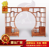 汉军中式仿古实木家具 中式榆木月洞门博古架古董陈列架展示柜