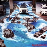 3D地贴地画立体手绘三维涂鸦墙壁油画4S店汽车展雪山瀑布特价包邮