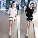 夏季韩版大码女装学院风休闲套装棉宽松跑步运动服女时尚两件套装