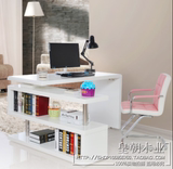 现代简约白色烤漆板式电脑桌台式桌家用转角组合家具宜家书架定制