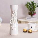 现代简约陶瓷花瓶摆件台面餐台插花白色花器客厅电视柜隔断装饰品