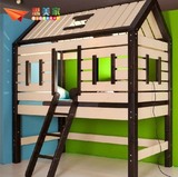 思美家美式实木儿童家具 儿童床上下高低床双层床树屋床房子床