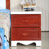 实木床头柜地中海橡木小户型储物柜整装简约床边柜白色收纳柜2011