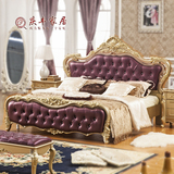 新古典欧式床双人床1.8米奢华香槟金 卧室现代实木真皮储物床现货