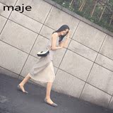 法国maje正品专柜代购 16新款夏季女圆领无袖中长款小清新连衣裙