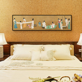 现代中式客厅装饰画山水风景水墨卧室床头壁画横幅有框张大千挂画