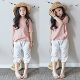 韩国中大童装女童夏装套装2016新款夏季韩版儿童衣服宝宝两件套潮