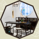 新中式实木办公书桌茶柜现代简约桌水曲柳边柜书桌椅组合可定制