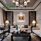 现代简约新中式实木组合三人布艺禅意沙发样板房酒店实木家具定制