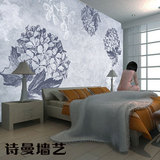 墙纸 大型壁画 壁纸 客厅/沙发/卧室背景墙 温馨花卉《蓝花》