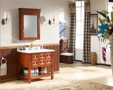仿古浴室柜组合欧式 美式卫浴柜实木橡木落地现货 洗漱台吊柜