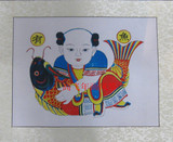 传统工艺品 杨家埠杨海军恒兴义木版单张布贴年画 批发 有鱼有余