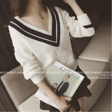秋季2016新款韩版修身显瘦长袖打底衫女外穿简约百搭V领T恤薄学生