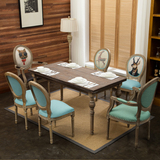 美式复古做旧全实木餐桌简约小户型餐桌原木家用长方形小餐桌定做