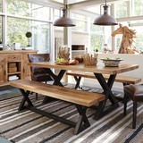 复古原木餐桌 铁艺实木餐桌椅组合6人餐台饭桌子长方形办公桌椅凳