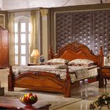 简约现代婚床双人床全实木床1.8米床板式床新古典大床卧室家具