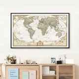 世界地图壁画单幅有框画现代背景墙画简约办公室挂画客厅装饰画