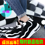 韩范波浪平底休闲运动女蘑菇街学院系带韩版丁字鞋登山户外潮女鞋