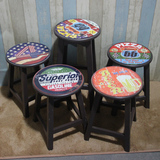 时尚创意实木凳 欧式矮凳现代简约复古餐厅小板凳圆凳子特价包邮