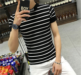 夏季小码男士棉T恤韩版紧身短袖半袖潮男修身短款t恤社会S号体恤