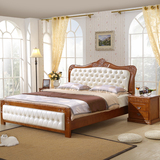 欧式床实木床雕花婚床欧式橡木高箱储物田园公主床白色1.5米1.8