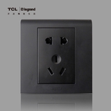 TCL罗格朗五孔开关插座面板K5黑色5孔二三插极超薄家用墙面电品牌