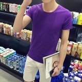 新款夏装简约素色纯色男士短袖T恤潮韩版男装纯棉打底衫短袖男T恤