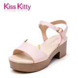 Kiss Kitty专柜女鞋2016夏新款潮趣简约时尚舒适粗中跟凉鞋女