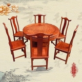 缅甸花梨圆桌大果紫檀1.2米独板加厚加粗餐桌实木素面红木餐桌