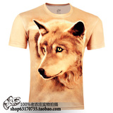 金眼狼头个性立体动物图案3dt恤 大码体恤3D创意男士短袖t恤批发
