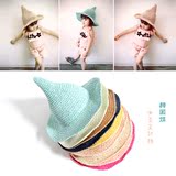 夏季韩版男女儿童尖尖顶奶嘴遮阳帽儿童可爱草帽宝宝防晒沙滩帽