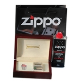 专柜正品 ZIPPO打火机 礼品套装(133ML油+火石+红木礼盒+手提袋)