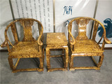 金丝楠家具实木中式古典黄金樟木家具楠木圈椅太师椅皇宫椅三件套