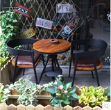 美式复古阳台桌椅餐椅实木酒吧户外休闲奶茶店咖啡厅桌椅三件套
