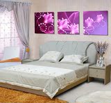 美树紫色花冰晶玻璃无框画三联客厅卧室现代装饰画墙画挂画壁画
