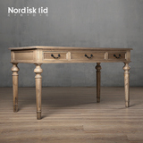 欧式书桌新古典写字桌美式实木办公桌橡木风华白写字台电脑桌家具