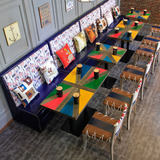欧美西餐厅沙发卡座沙发餐桌椅 奶茶店甜品店沙发 咖啡厅桌椅组合