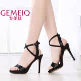 GEMEIQ/戈美其2016夏季新款欧美时尚绑带高跟细跟性感时装女凉鞋