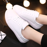 春夏新款韩版休闲真皮 小白鞋 白色运动鞋系带球鞋平底女单鞋板鞋