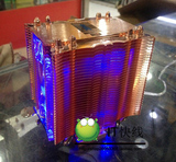几度 双冠龙黄金版四铜热管蓝LED灯酷炫多平台电脑CPU风扇散热器