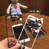 日本部长熊本熊 苹果6S钢化膜 卡通钢化6plus保护膜
