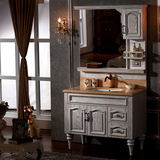 简欧式卫浴柜欧式仿古浴室柜组合橡木落地柜美式大理石洗手台盆柜