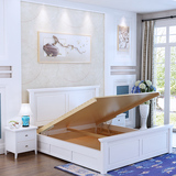 1.5米1.8米高箱储物美式床双人床环保白色实木床儿童床婚床可定制