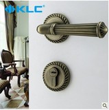 [德国KLC]室内房门锁欧式仿古青古铜分体锁具卧室实木门门锁把手