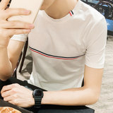EXO林弯弯权志龙同款春夏季韩版修身男士短袖条纹T恤衫衣服潮薄款