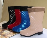 新款包邮雨鞋加棉加绒保暖冬款女士韩国中筒雨靴时尚外贸水鞋水靴