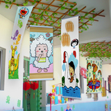 幼儿园房间挂饰吊饰壁饰 创意美术手工diy画卷牛皮纸空白画 卷轴
